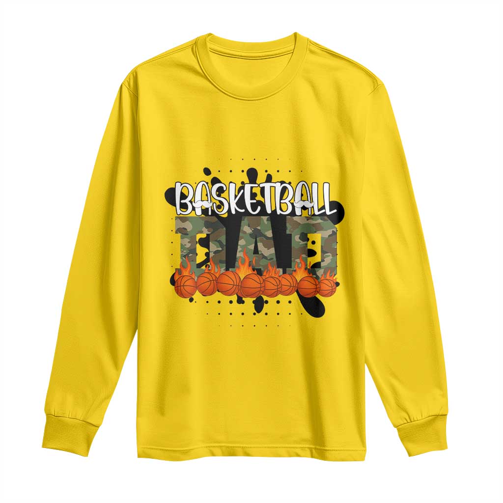 Basketball Dad Long Sleeve Shirt Camouflage Flame Graphic For Sport Lover - Wonder Print Shop