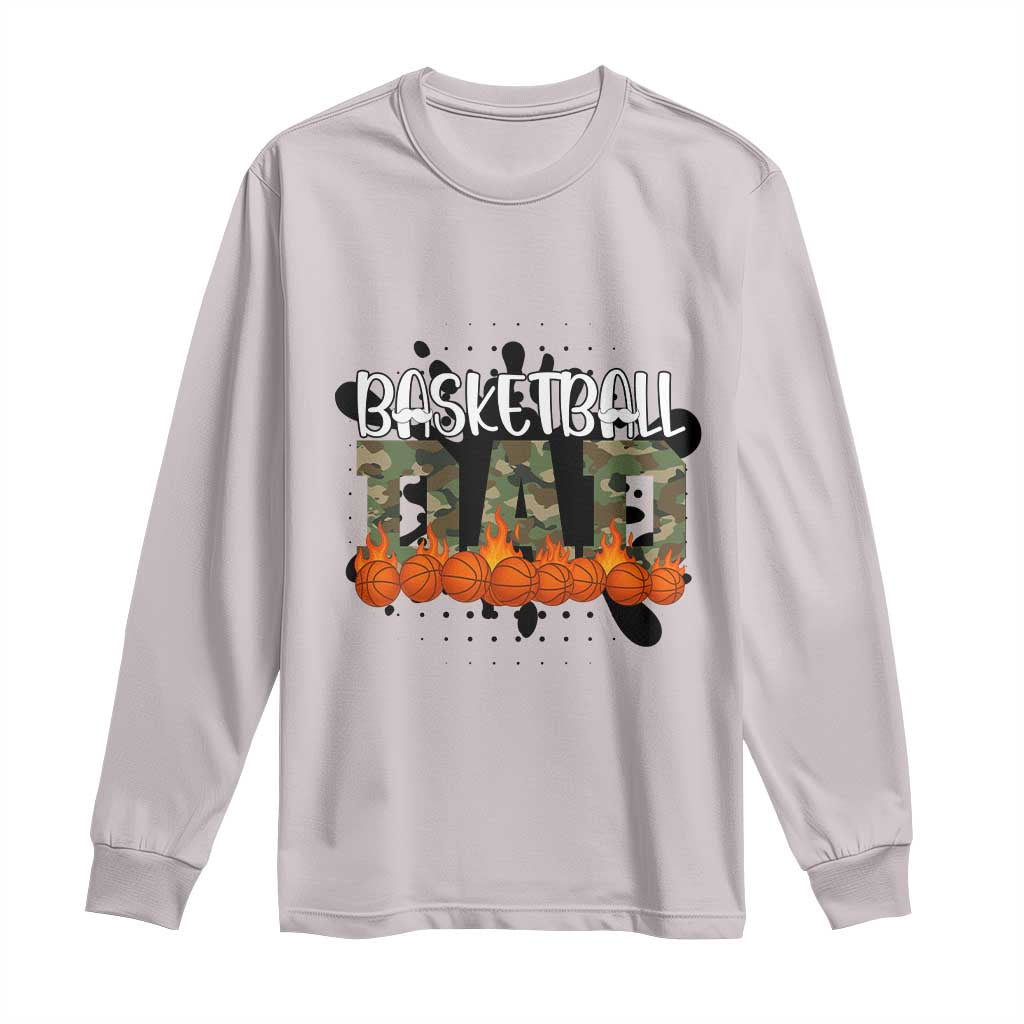 Basketball Dad Long Sleeve Shirt Camouflage Flame Graphic For Sport Lover - Wonder Print Shop