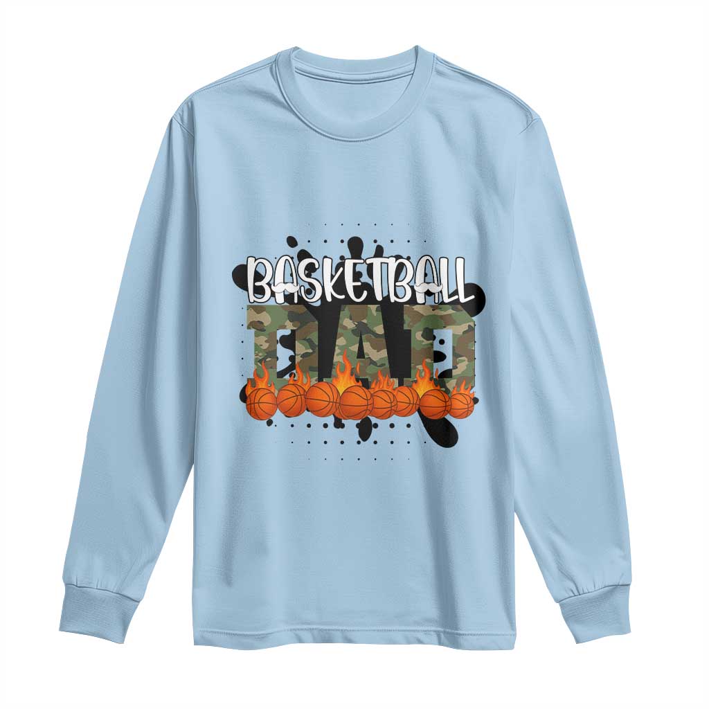 Basketball Dad Long Sleeve Shirt Camouflage Flame Graphic For Sport Lover - Wonder Print Shop