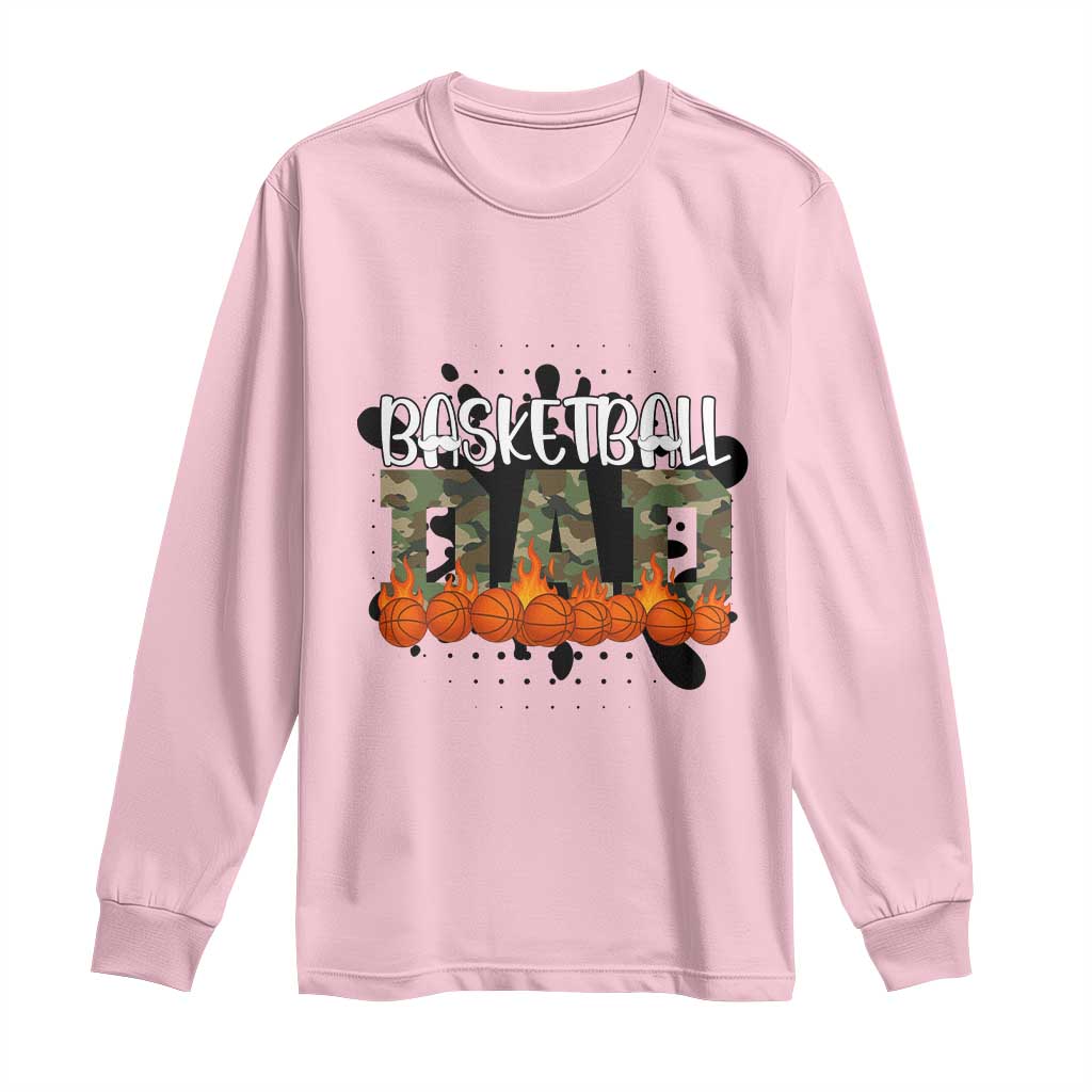 Basketball Dad Long Sleeve Shirt Camouflage Flame Graphic For Sport Lover - Wonder Print Shop