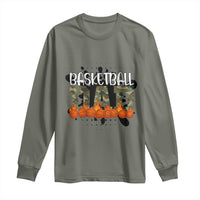 Basketball Dad Long Sleeve Shirt Camouflage Flame Graphic For Sport Lover - Wonder Print Shop