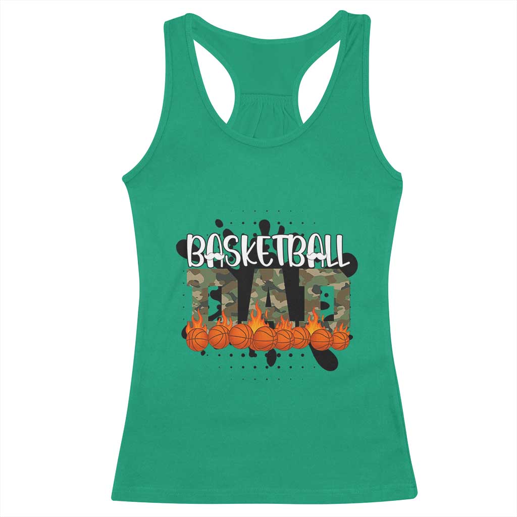 Basketball Dad Racerback Tank Top Camouflage Flame Graphic For Sport Lover - Wonder Print Shop