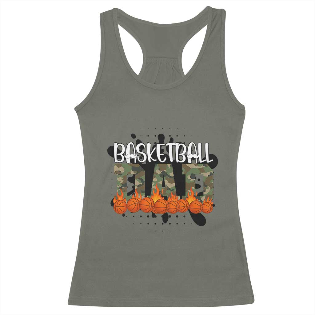 Basketball Dad Racerback Tank Top Camouflage Flame Graphic For Sport Lover - Wonder Print Shop