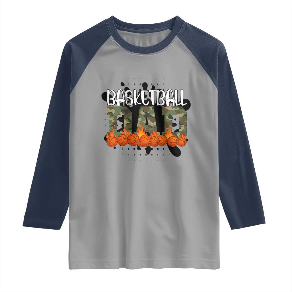 Basketball Dad Raglan Shirt Camouflage Flame Graphic For Sport Lover - Wonder Print Shop