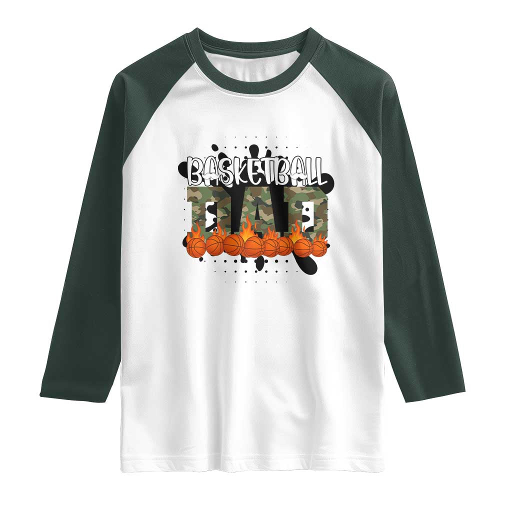 Basketball Dad Raglan Shirt Camouflage Flame Graphic For Sport Lover - Wonder Print Shop