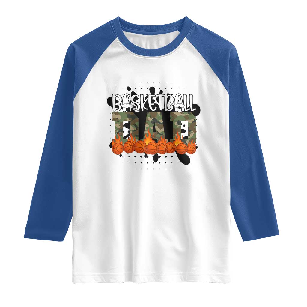 Basketball Dad Raglan Shirt Camouflage Flame Graphic For Sport Lover - Wonder Print Shop