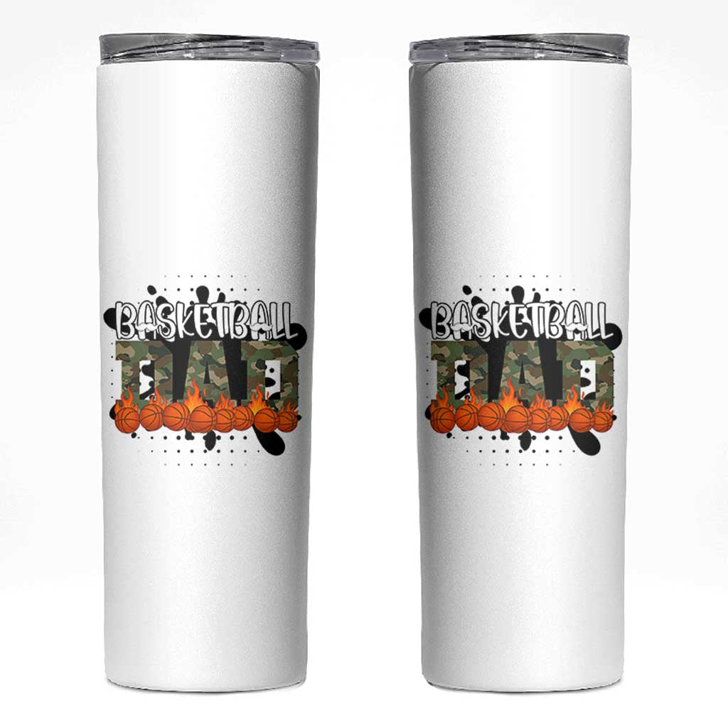Basketball Dad Skinny Tumbler Camouflage Flame Graphic For Sport Lover