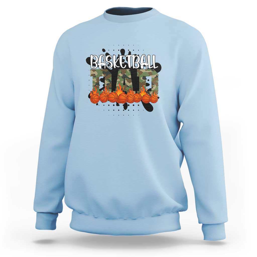 Basketball Dad Sweatshirt Camouflage Flame Graphic For Sport Lover - Wonder Print Shop