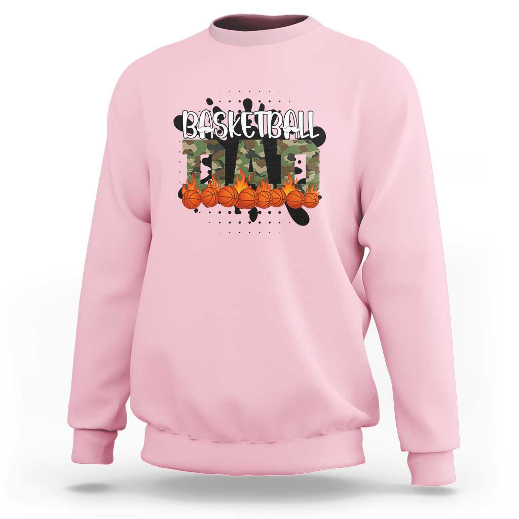 Basketball Dad Sweatshirt Camouflage Flame Graphic For Sport Lover - Wonder Print Shop