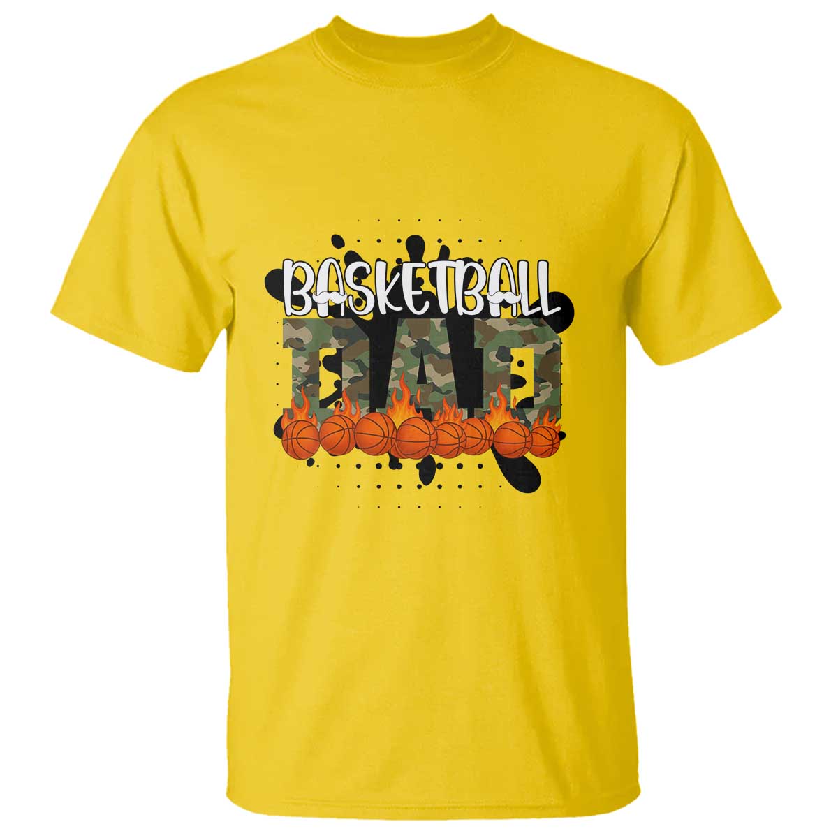 Basketball Dad T Shirt Camouflage Flame Graphic For Sport Lover - Wonder Print Shop