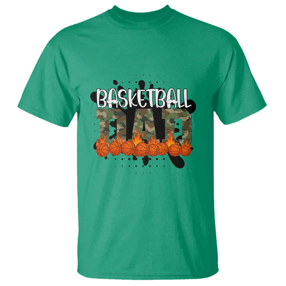 Basketball Dad T Shirt Camouflage Flame Graphic For Sport Lover - Wonder Print Shop
