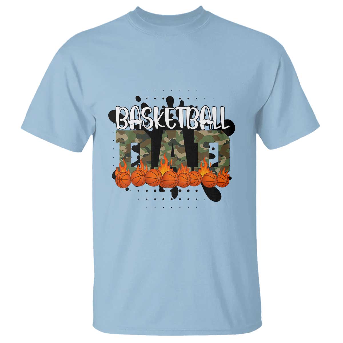 Basketball Dad T Shirt Camouflage Flame Graphic For Sport Lover - Wonder Print Shop
