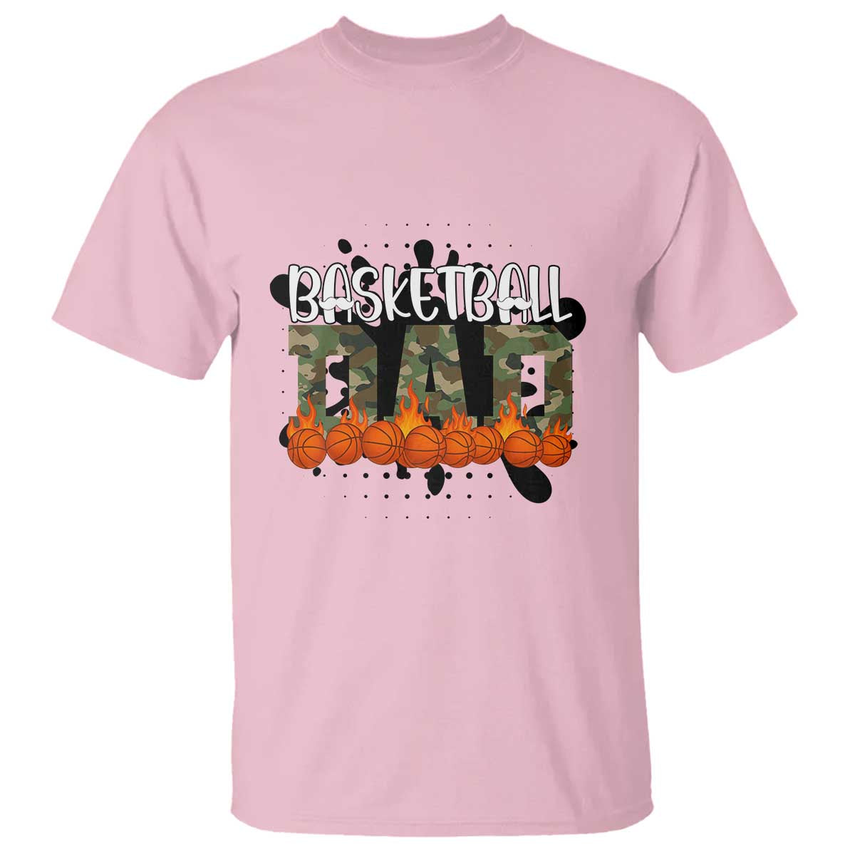 Basketball Dad T Shirt Camouflage Flame Graphic For Sport Lover - Wonder Print Shop