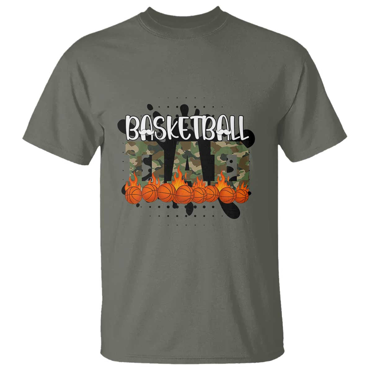 Basketball Dad T Shirt Camouflage Flame Graphic For Sport Lover - Wonder Print Shop