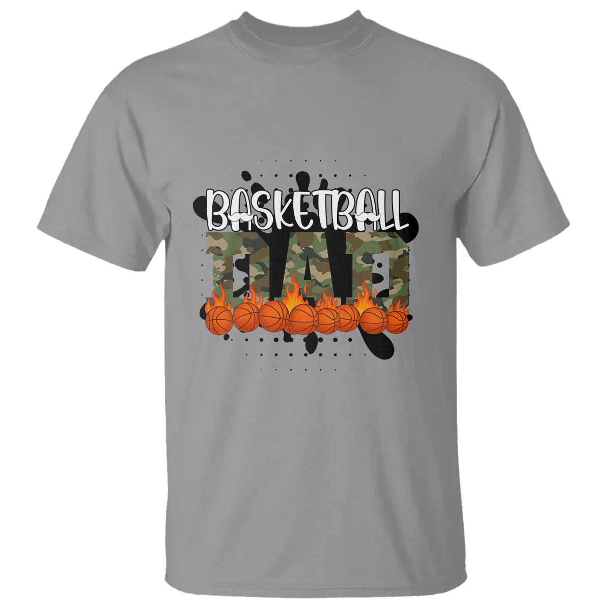 Basketball Dad T Shirt Camouflage Flame Graphic For Sport Lover - Wonder Print Shop