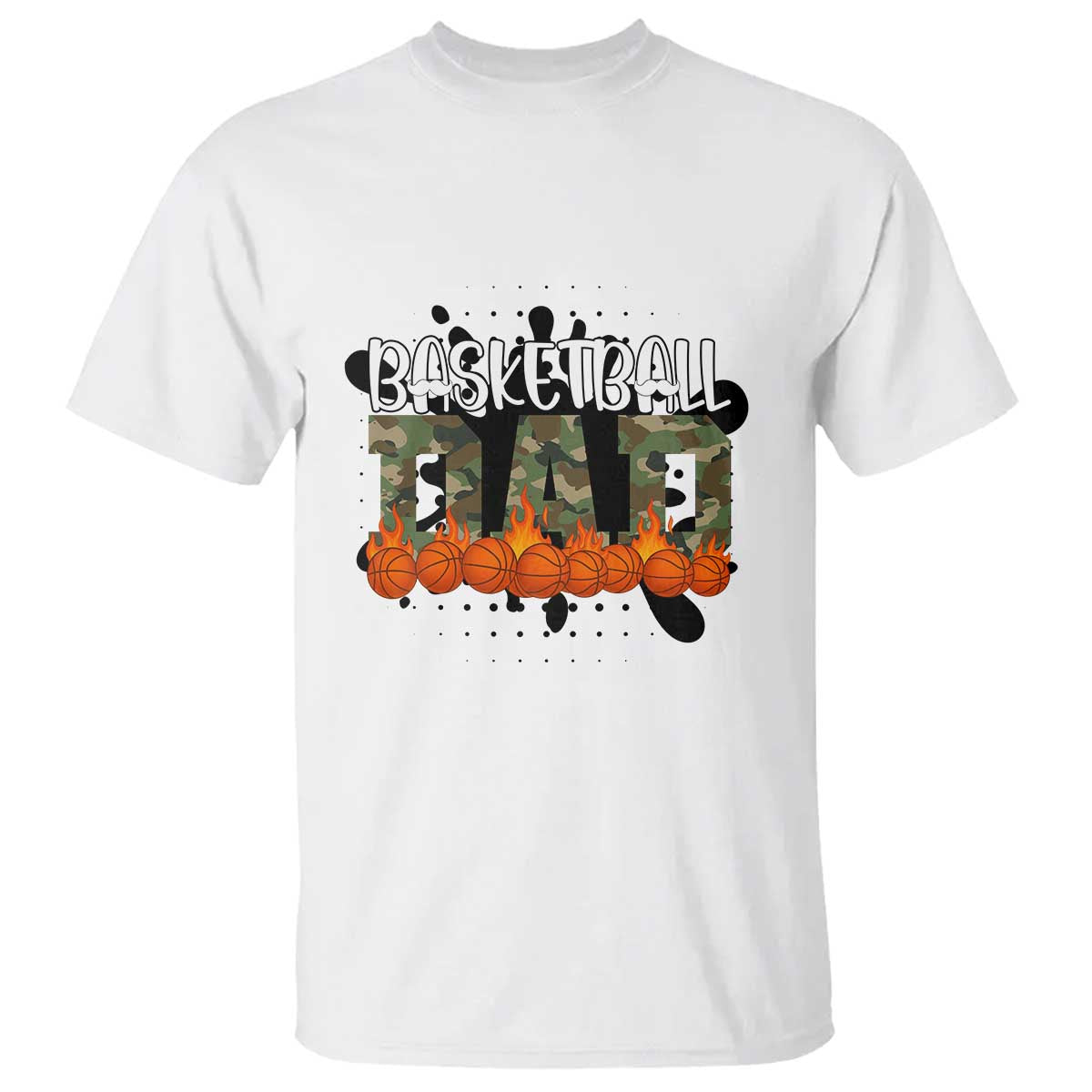 Basketball Dad T Shirt Camouflage Flame Graphic For Sport Lover - Wonder Print Shop