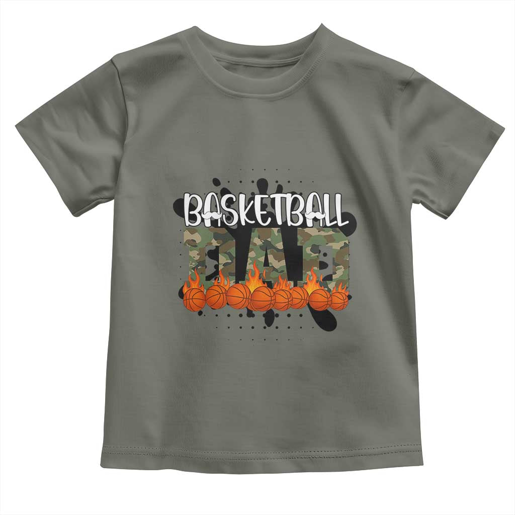 Basketball Dad Toddler T Shirt Camouflage Flame Graphic For Sport Lover - Wonder Print Shop