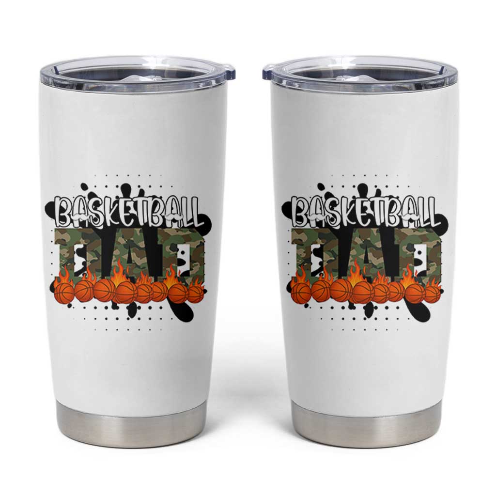 Basketball Dad Tumbler Cup Camouflage Flame Graphic For Sport Lover