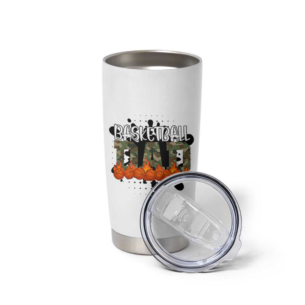 Basketball Dad Tumbler Cup Camouflage Flame Graphic For Sport Lover