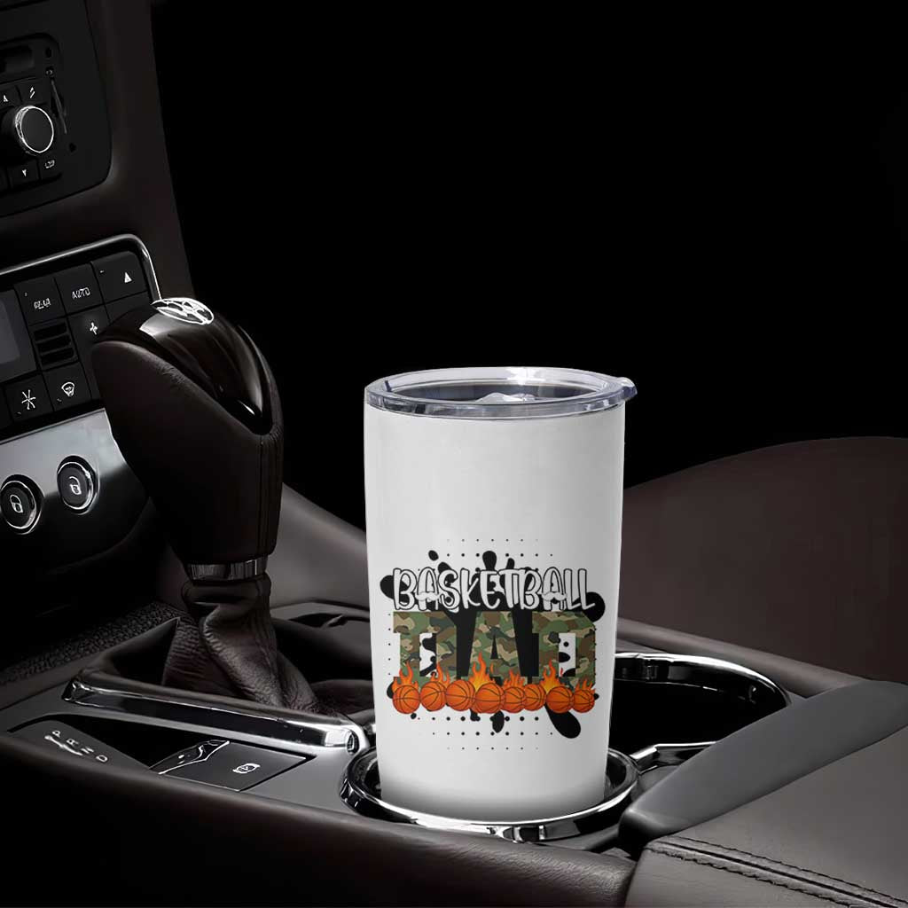 Basketball Dad Tumbler Cup Camouflage Flame Graphic For Sport Lover