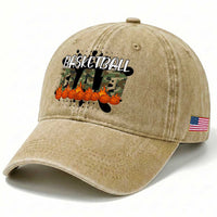 Basketball Dad Washed Cotton Baseball Cap Camouflage Flame Graphic For Sport Lover