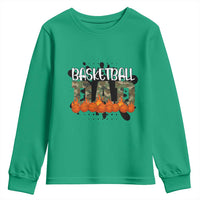 Basketball Dad Youth Sweatshirt Camouflage Flame Graphic For Sport Lover - Wonder Print Shop
