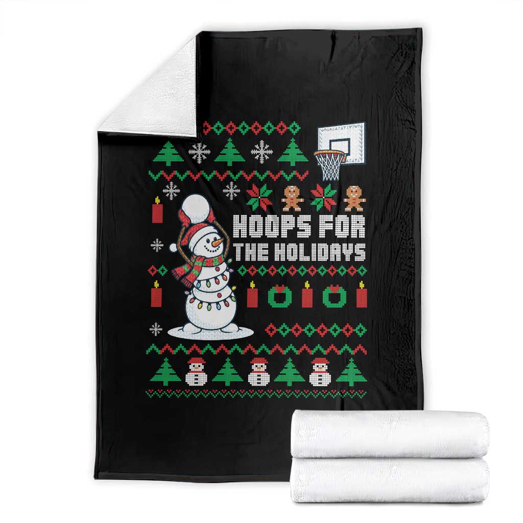 Funny Christmas Basketball Snowmen Throw Blanket Hoops For The Holidays Ugly Sweater - Wonder Print Shop