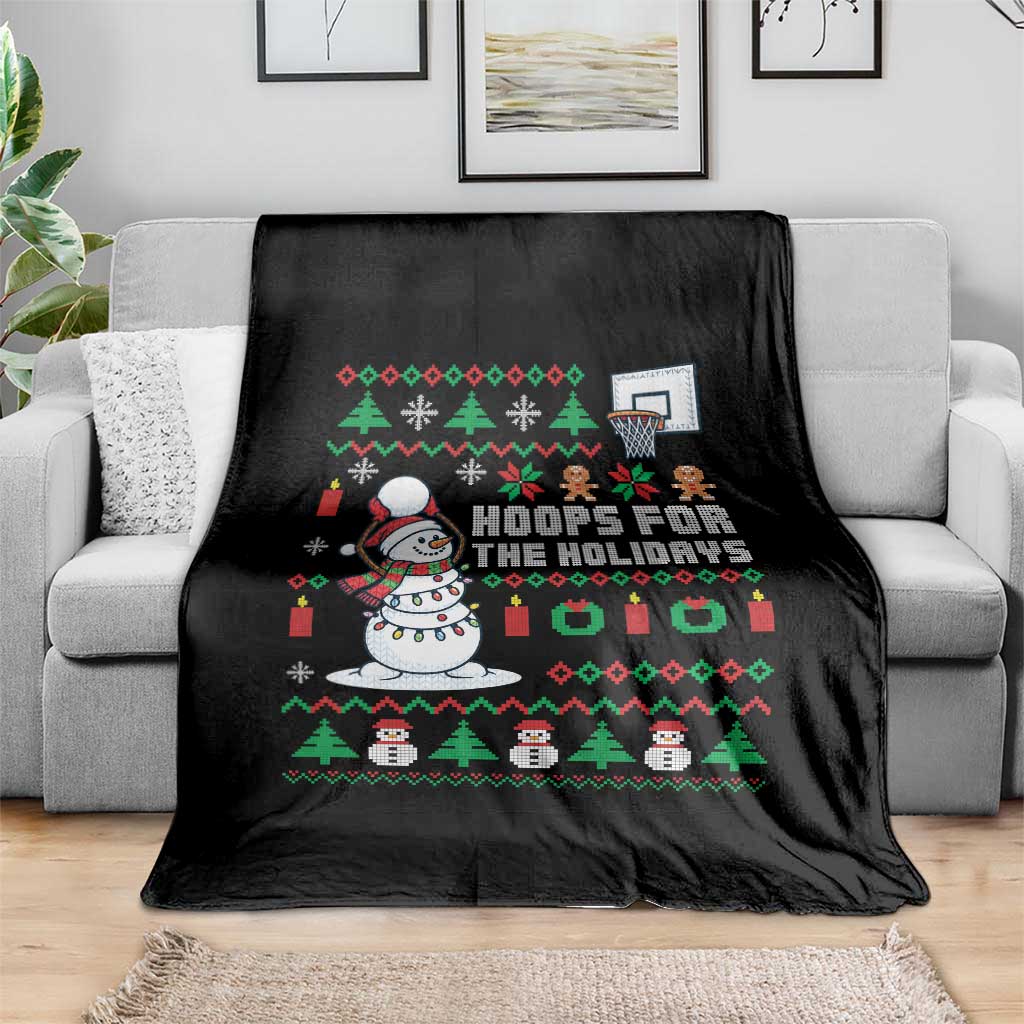 Funny Christmas Basketball Snowmen Throw Blanket Hoops For The Holidays Ugly Sweater - Wonder Print Shop