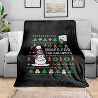 Funny Christmas Basketball Snowmen Throw Blanket Hoops For The Holidays Ugly Sweater - Wonder Print Shop