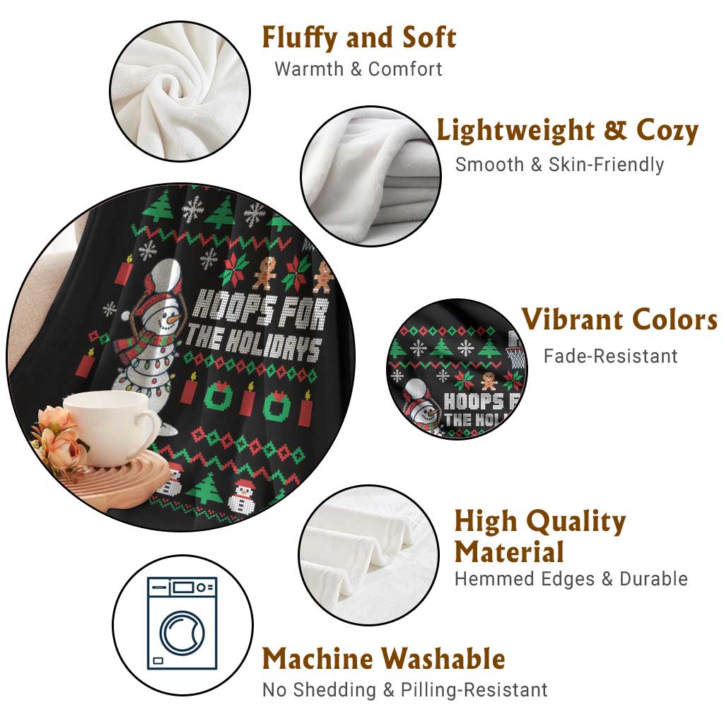 Funny Christmas Basketball Snowmen Throw Blanket Hoops For The Holidays Ugly Sweater - Wonder Print Shop