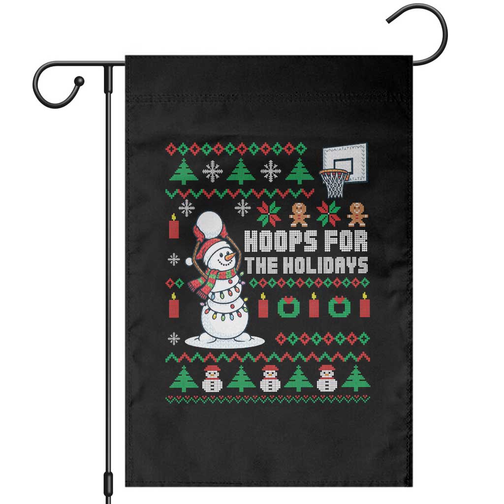 Funny Christmas Basketball Snowmen Garden Flag Hoops For The Holidays Ugly Sweater - Wonder Print Shop