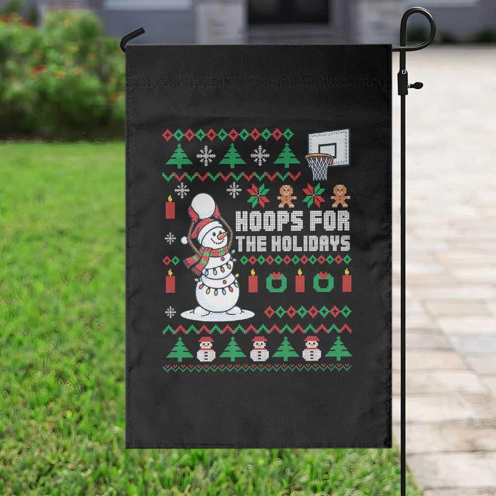 Funny Christmas Basketball Snowmen Garden Flag Hoops For The Holidays Ugly Sweater - Wonder Print Shop
