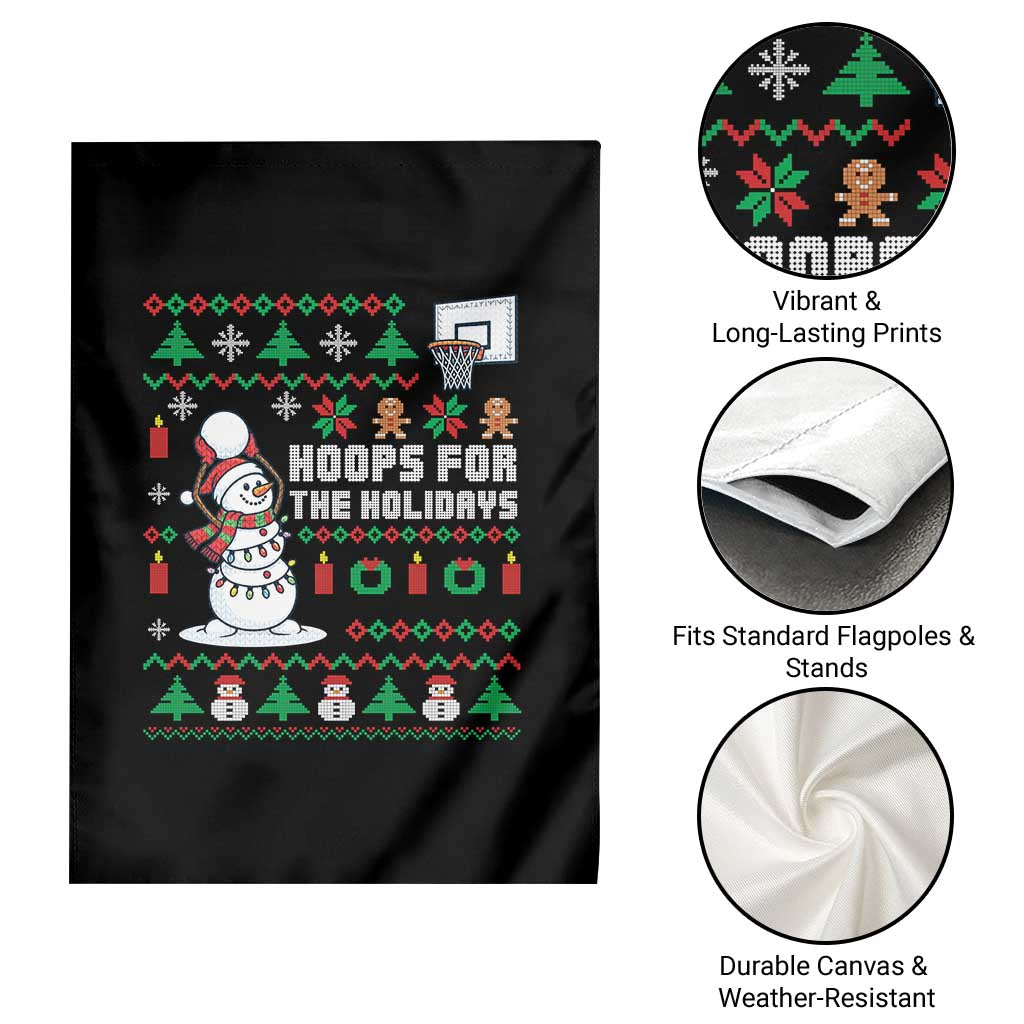 Funny Christmas Basketball Snowmen Garden Flag Hoops For The Holidays Ugly Sweater - Wonder Print Shop