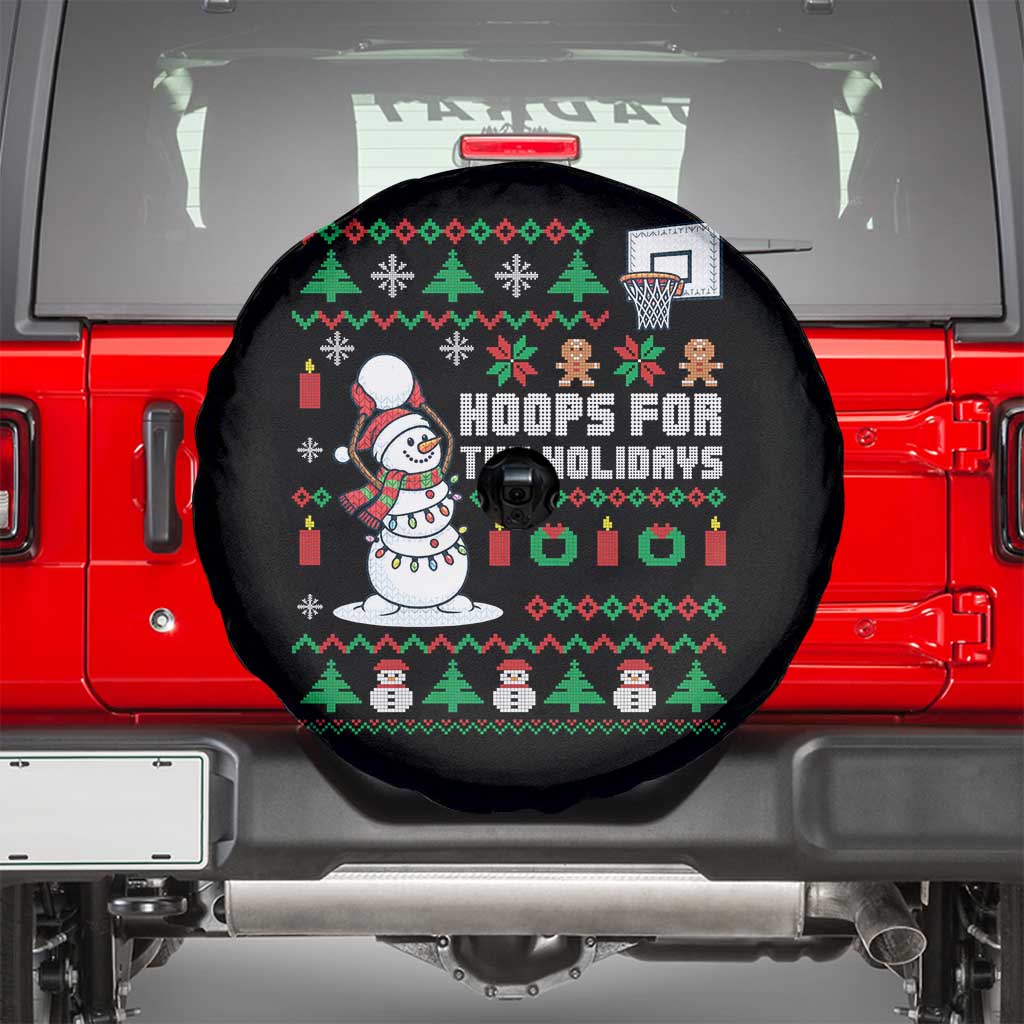 Funny Christmas Basketball Snowmen Spare Tire Cover Hoops For The Holidays Ugly Sweater - Wonder Print Shop