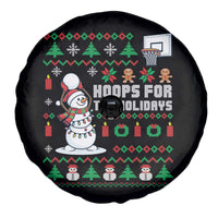 Funny Christmas Basketball Snowmen Spare Tire Cover Hoops For The Holidays Ugly Sweater - Wonder Print Shop