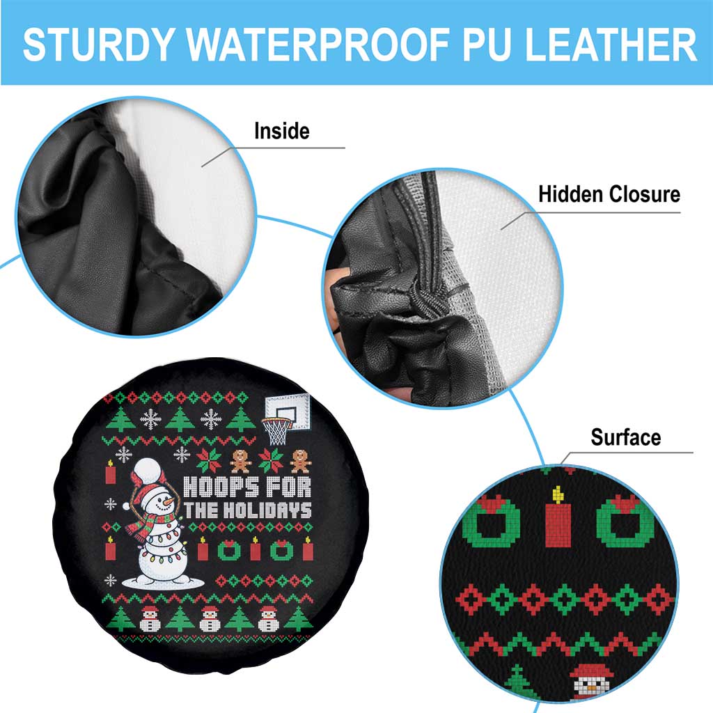 Funny Christmas Basketball Snowmen Spare Tire Cover Hoops For The Holidays Ugly Sweater - Wonder Print Shop