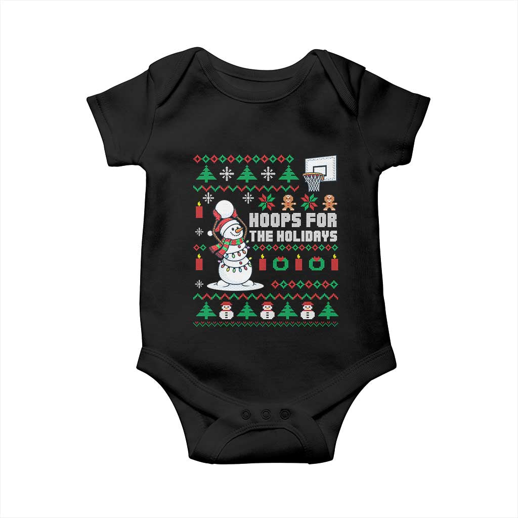 Funny Christmas Basketball Snowmen Baby Onesie Hoops For The Holidays Ugly Sweater - Wonder Print Shop
