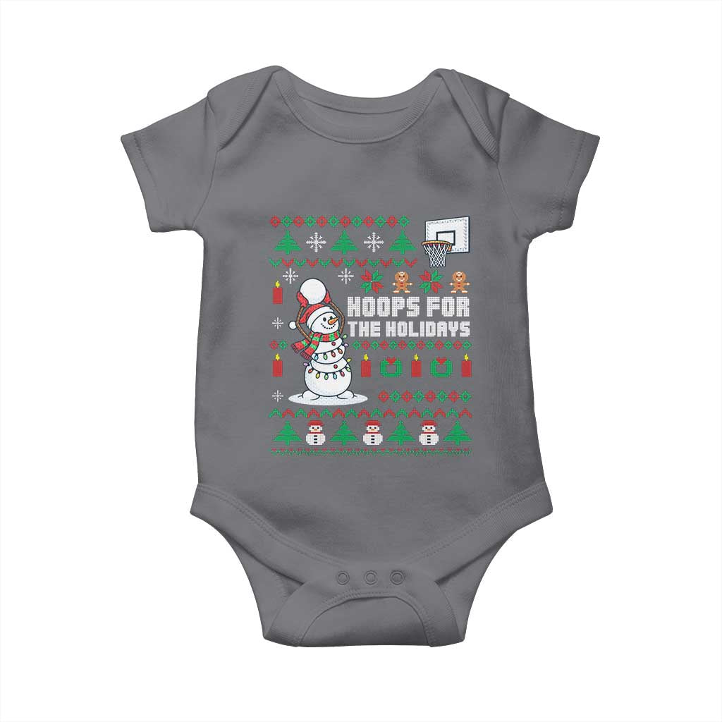 Funny Christmas Basketball Snowmen Baby Onesie Hoops For The Holidays Ugly Sweater - Wonder Print Shop