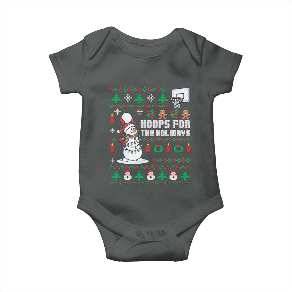 Funny Christmas Basketball Snowmen Baby Onesie Hoops For The Holidays Ugly Sweater - Wonder Print Shop