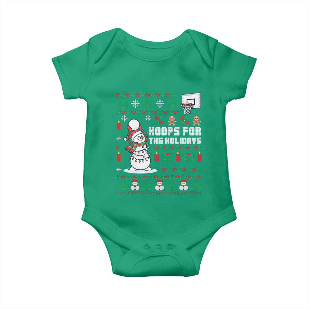 Funny Christmas Basketball Snowmen Baby Onesie Hoops For The Holidays Ugly Sweater - Wonder Print Shop