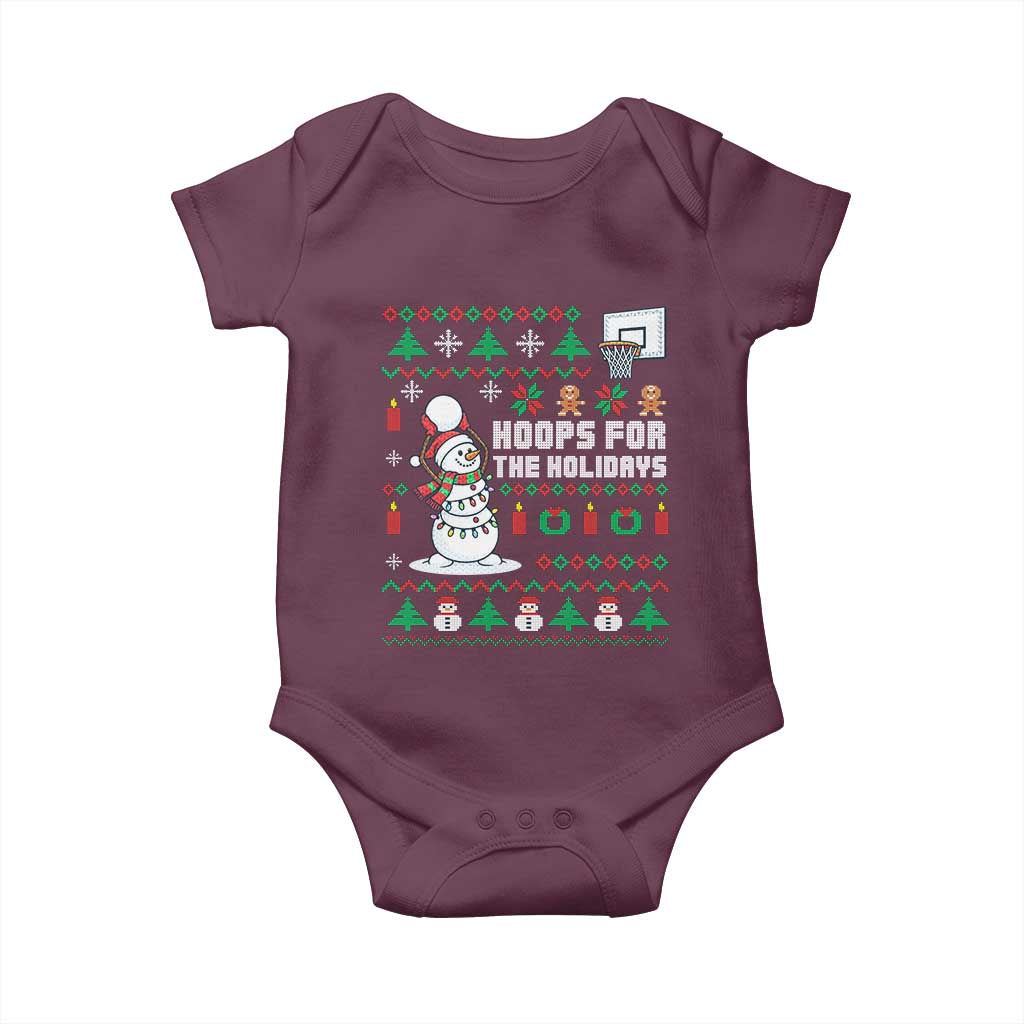 Funny Christmas Basketball Snowmen Baby Onesie Hoops For The Holidays Ugly Sweater - Wonder Print Shop