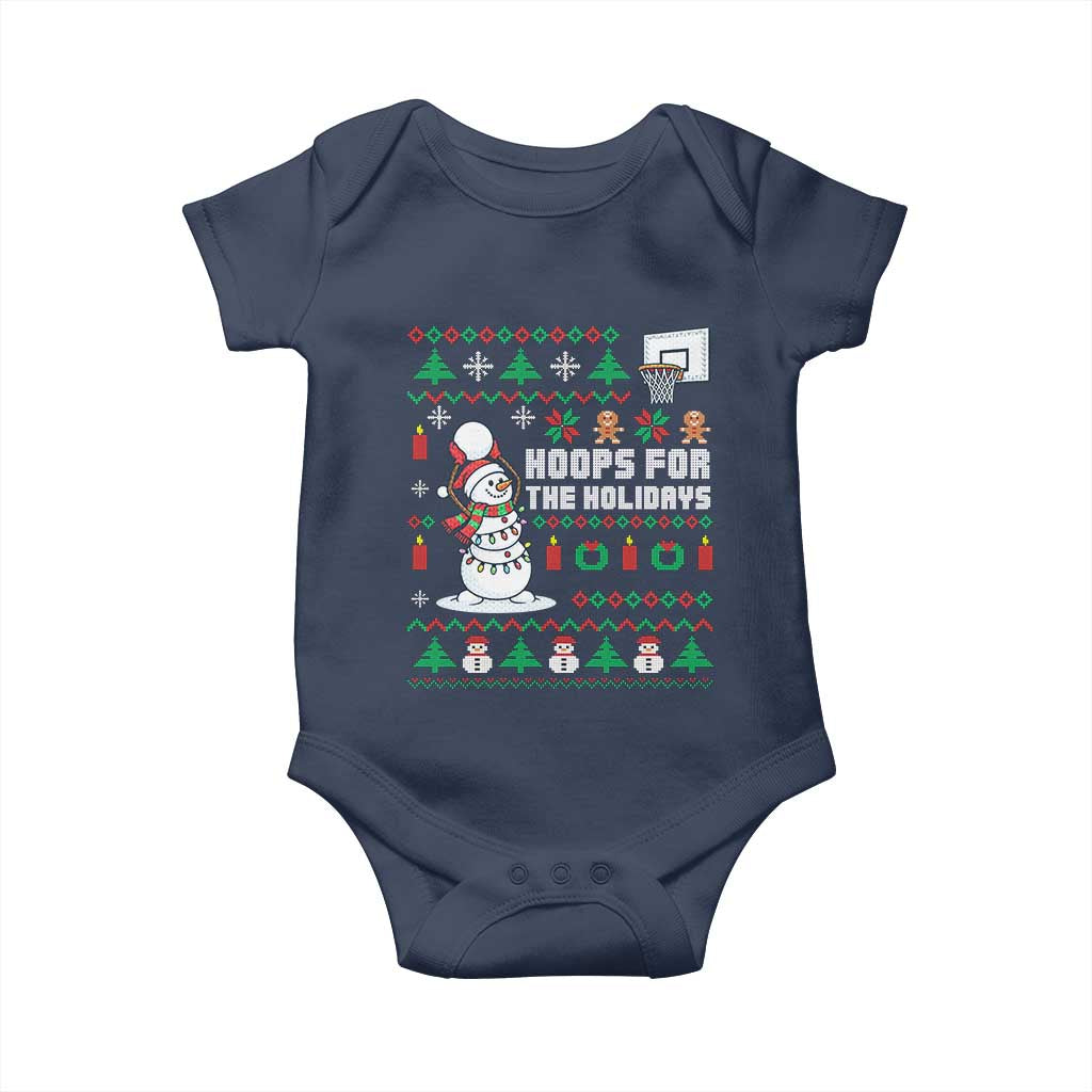 Funny Christmas Basketball Snowmen Baby Onesie Hoops For The Holidays Ugly Sweater - Wonder Print Shop