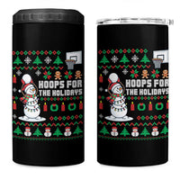 Funny Christmas Basketball Snowmen 4 in 1 Can Cooler Tumbler Hoops For The Holidays Ugly Sweater