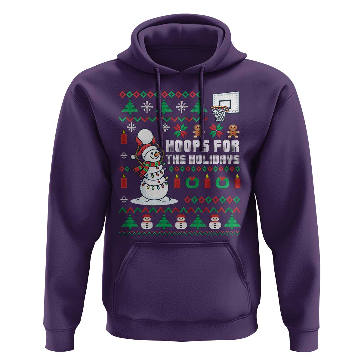 Funny Christmas Basketball Snowmen Hoodie Hoops For The Holidays Ugly Sweater - Wonder Print Shop