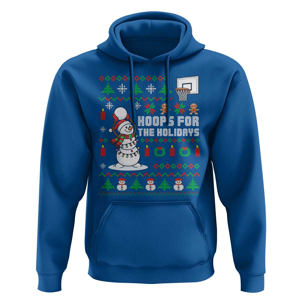 Funny Christmas Basketball Snowmen Hoodie Hoops For The Holidays Ugly Sweater - Wonder Print Shop