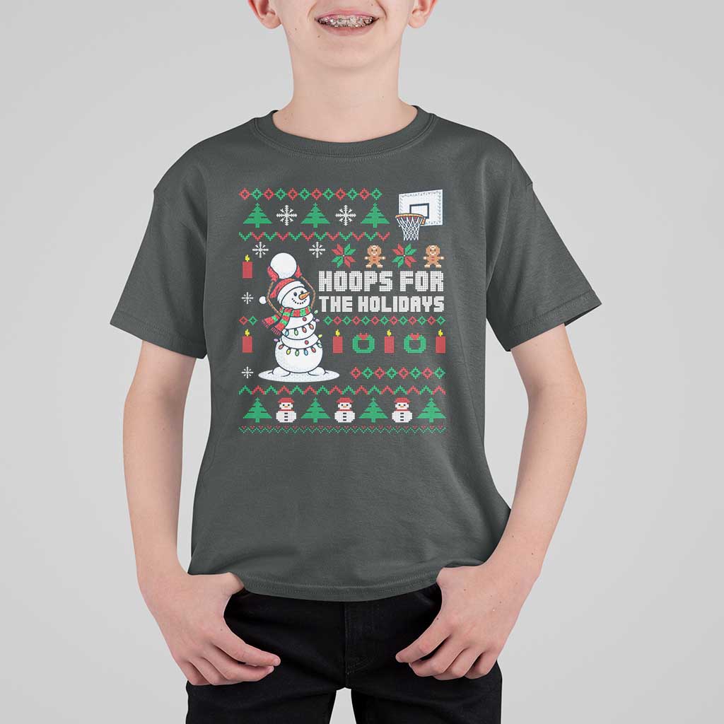 Funny Christmas Basketball Snowmen T Shirt For Kid Hoops For The Holidays Ugly Sweater - Wonder Print Shop