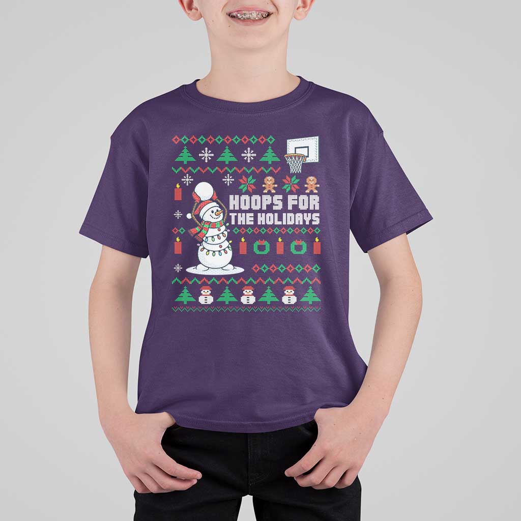Funny Christmas Basketball Snowmen T Shirt For Kid Hoops For The Holidays Ugly Sweater - Wonder Print Shop