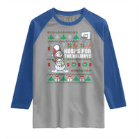 Funny Christmas Basketball Snowmen Raglan Shirt Hoops For The Holidays Ugly Sweater - Wonder Print Shop