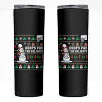 Funny Christmas Basketball Snowmen Skinny Tumbler Hoops For The Holidays Ugly Sweater