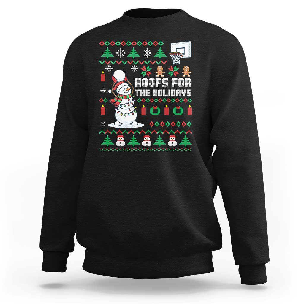 Funny Christmas Basketball Snowmen Sweatshirt Hoops For The Holidays Ugly Sweater - Wonder Print Shop